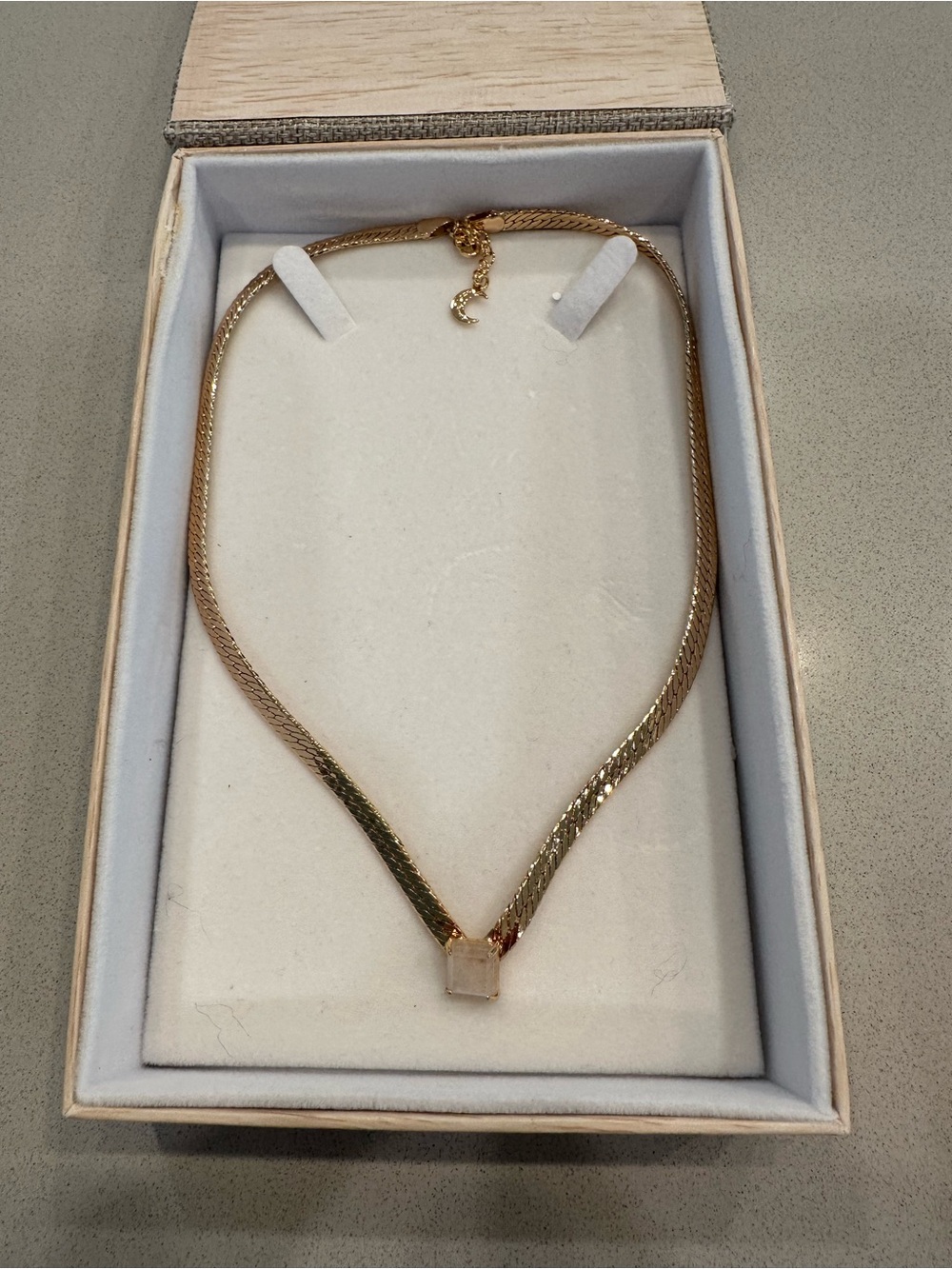 Lili Claspe Moonstone Gold V-Point Statement Necklace